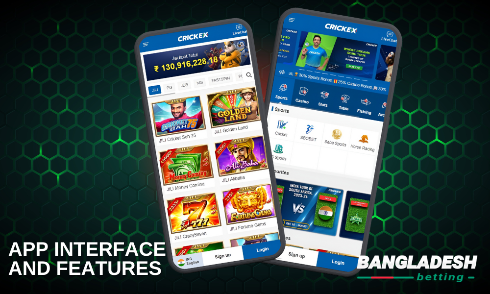 Overview of Crickex app interface and features