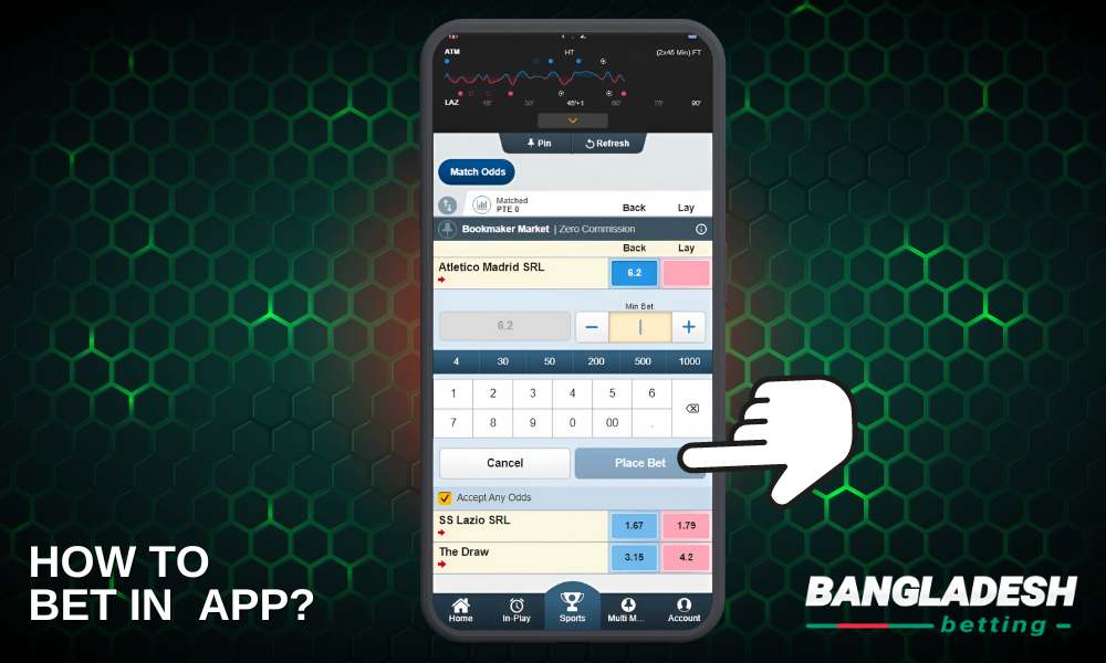 Step-by-step instructions on how to place a bet in the Crickex app