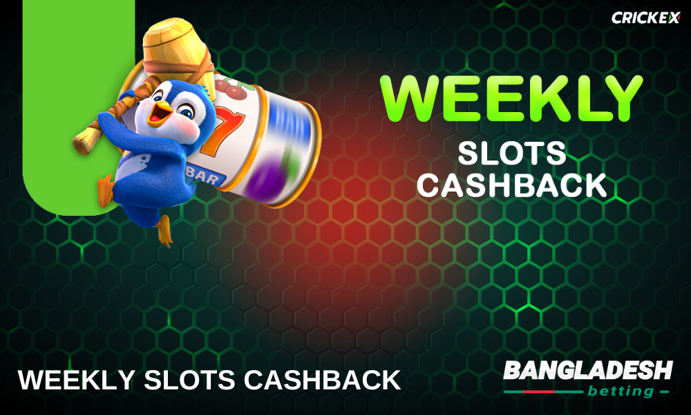 Crickex has a permanent cashback of 5% on slots games