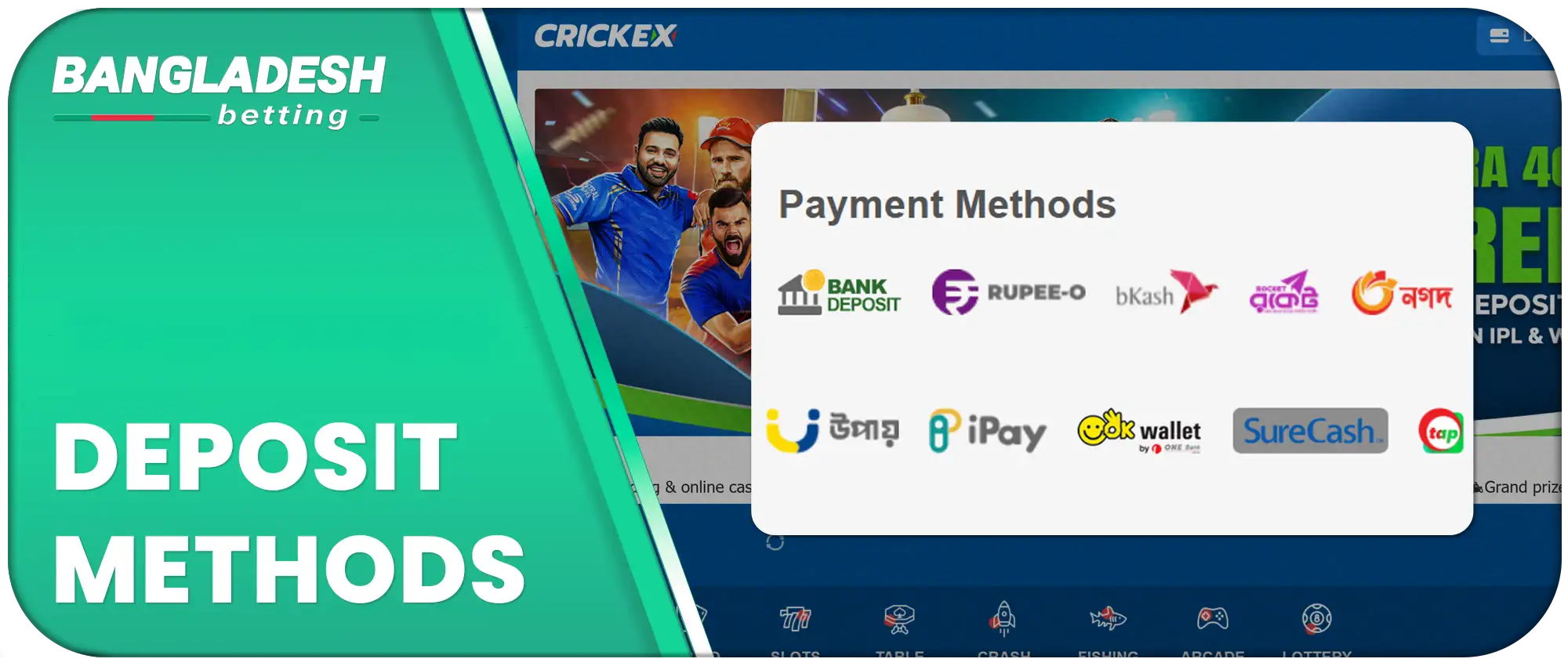 Methods of depositing into Crickex account